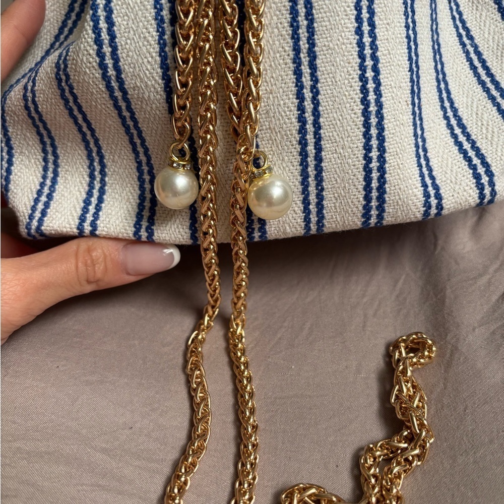 Striped Blue and White Women's Bag - Picture 7 of 7